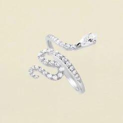 Bague Large SNAKY - Cristal / Argenté