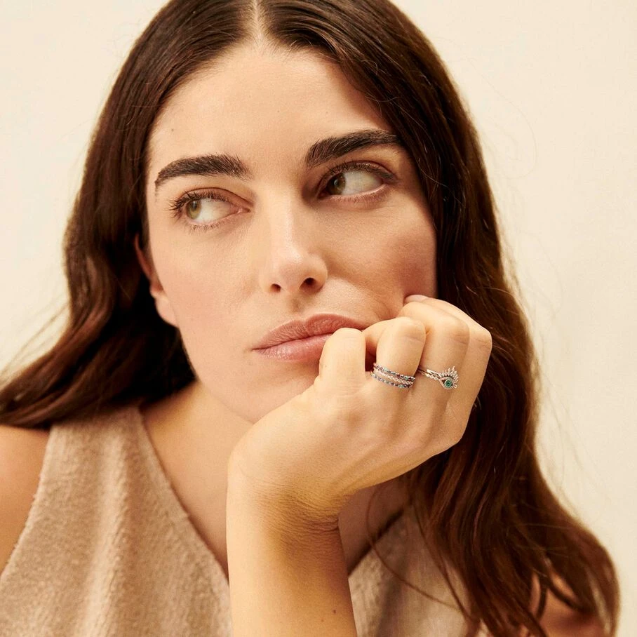 Bague Fine LUCKY EYE - Turquoise / Argenté 2 Bague Fine LUCKY EYE - Turquoise / Argenté – Image 2