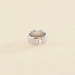 Bague Large JADE - Cristal / Argenté