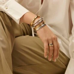 Bague Large DUA - Argenté / Doré 5 Bague Large DUA - Argenté / Doré -Éclat Bijoux Soldes 02220505 879 52 M2