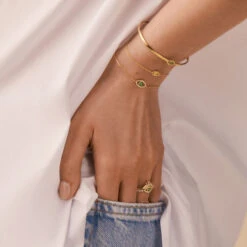 Bague Fine LUCKY EYE - Vert / Doré 5 Bague Fine LUCKY EYE - Vert / Doré -Éclat Bijoux Soldes 02290027 658 58 M2