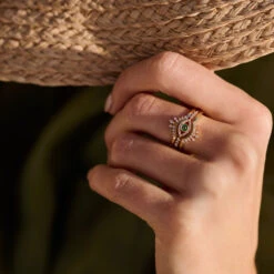 Bague Fine LUCKY EYE - Cristal / Doré 5 Bague Fine LUCKY EYE - Cristal / Doré -Éclat Bijoux Soldes 02290028 137 52 M2