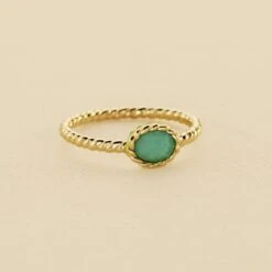 Bague Fine ATMA - Amazonite/ Jaune