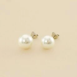 Boucles D'oreilles Puces PERL - Perle / Argenté