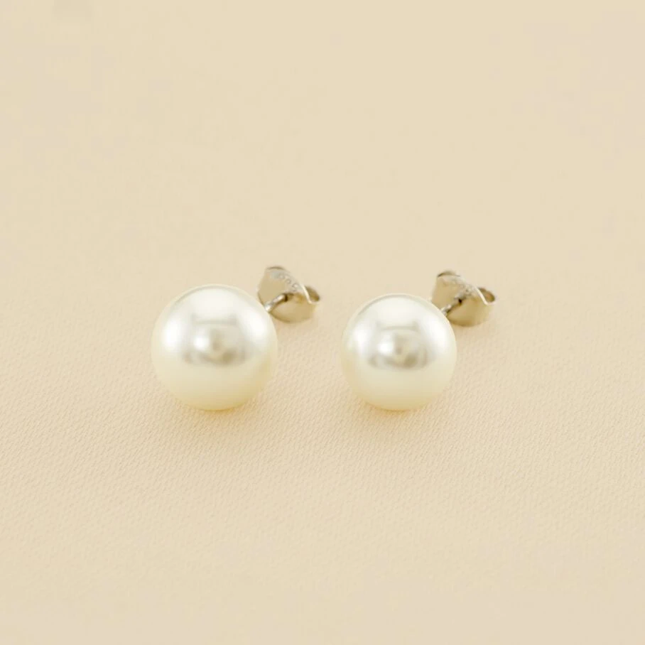 Boucles D'oreilles Puces PERL - Perle / Argenté 1 Boucles D'oreilles Puces PERL - Perle / Argenté