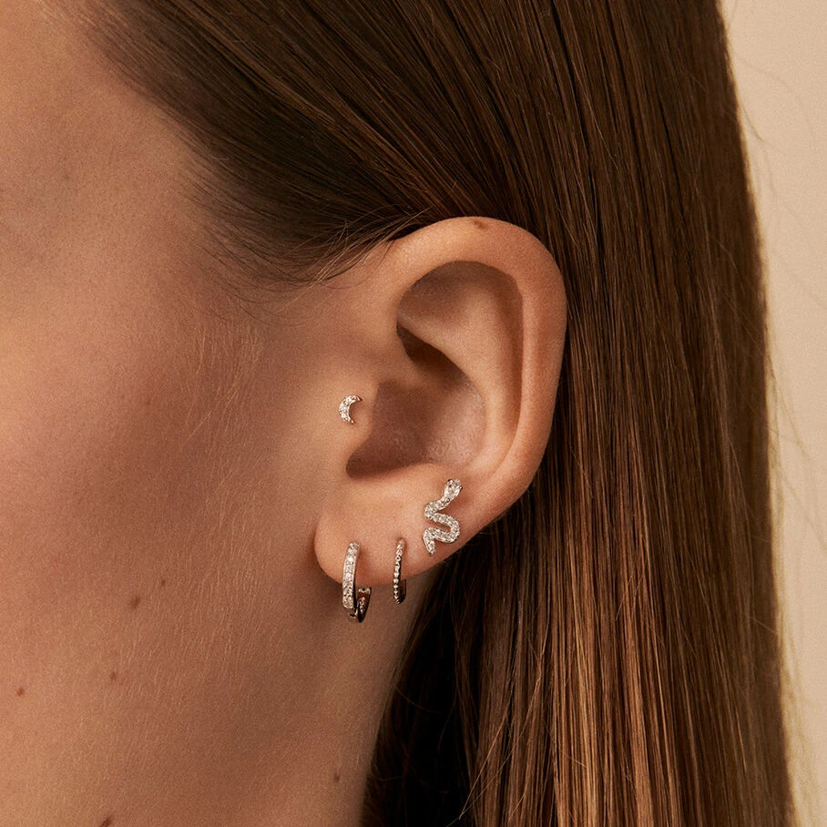 Piercing Puce LUNITA - Cristal / Argenté 2 Piercing Puce LUNITA - Cristal / Argenté – Image 2