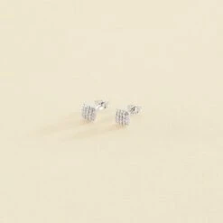 Boucles D'oreilles Puces GLORIA - Cristal / Argenté