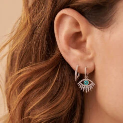 Créoles LUCKY EYE - Turquoise / Argenté -Éclat Bijoux Soldes 02321271 650 TU M2