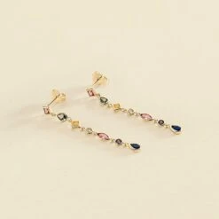 Boucles D'oreilles Pendantes CASCADA - Multicolore / Doré