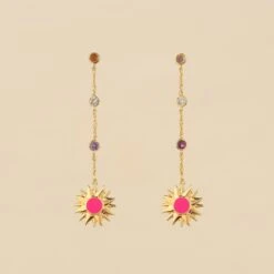 Boucles D'oreilles Pendantes RODEO - Multicolore / Doré