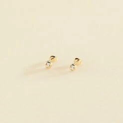 Boucles D'oreilles Puces BRILLANT - Cristal / Doré