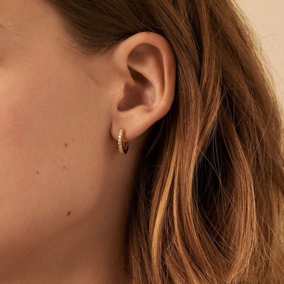 Créoles AUSTRAL - Cristal / Doré 2 Créoles AUSTRAL - Cristal / Doré – Image 2