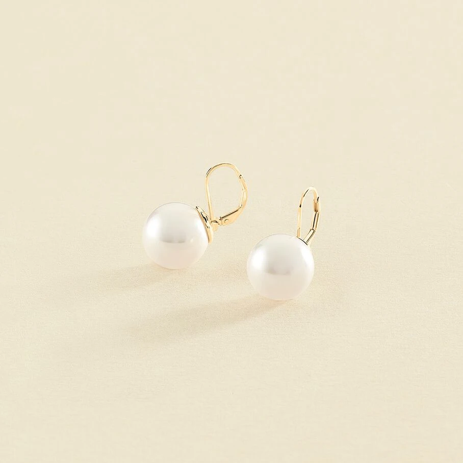 Boucles D'oreilles Pendantes PEARLY - Perle / Doré 1 Boucles D'oreilles Pendantes PEARLY - Perle / Doré