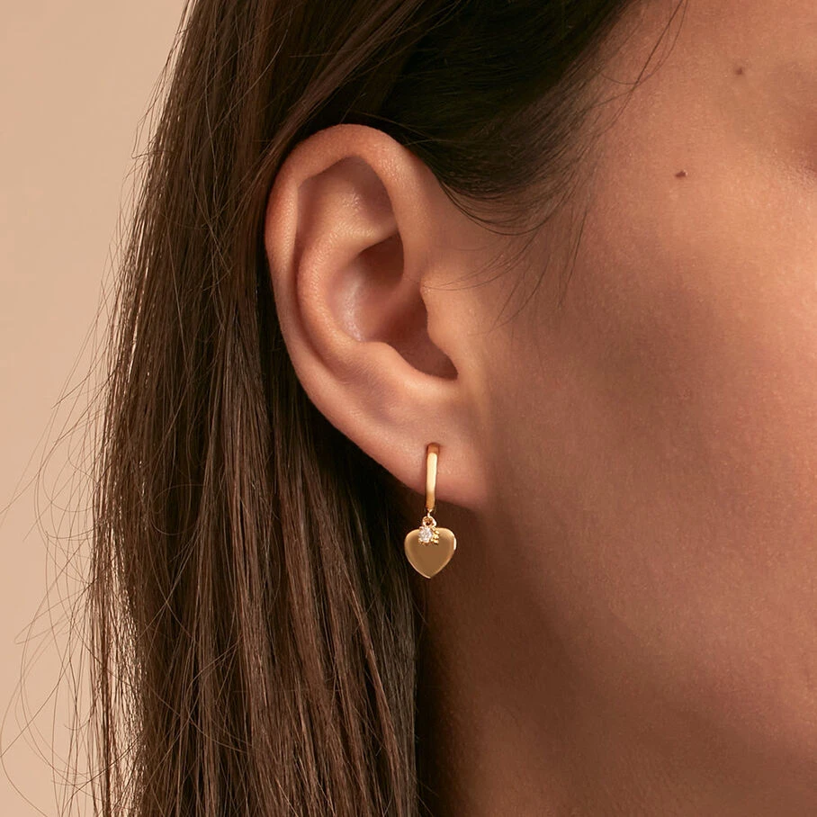 Créoles CORAZON - Cristal / Doré 2 Créoles CORAZON - Cristal / Doré – Image 2