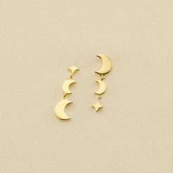 Boucles D'oreilles Pendantes LUNAISON - Doré
