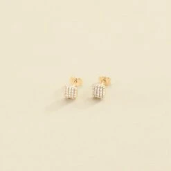 Boucles D'oreilles Puces GLORIA - Cristal / Doré