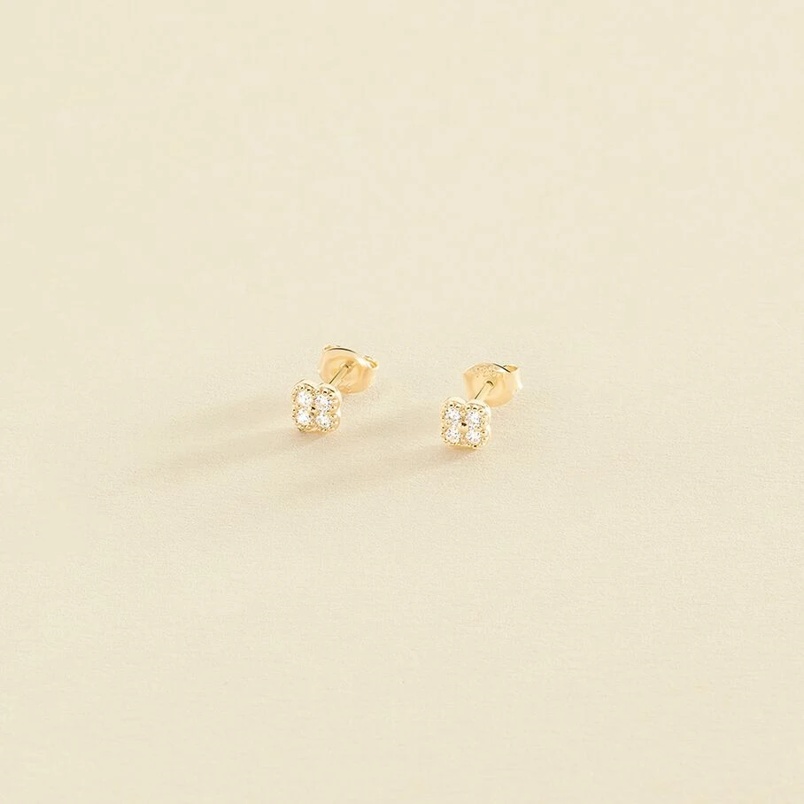 Boucles D'oreilles Puces BELOVED - Cristal / Doré 1 Boucles D'oreilles Puces BELOVED - Cristal / Doré