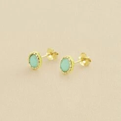 Boucles D'oreilles Puces ATMA - Amazonite/ Jaune