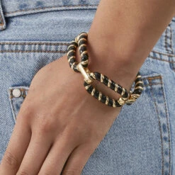 Bracelet Souple SESHA - Noir / Doré -Éclat Bijoux Soldes 02451152 270 TU M2