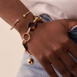 Bracelet Souple BOUCLE - Ecaille / Doré -Éclat Bijoux Soldes 02480102 173 TU M2