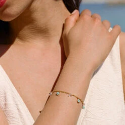 Bracelet Souple CYCLADES - Turquoise / Doré -Éclat Bijoux Soldes 02480272 731 TU M2