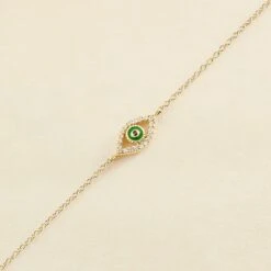 Bracelet Souple LUCKY EYE - Vert / Doré