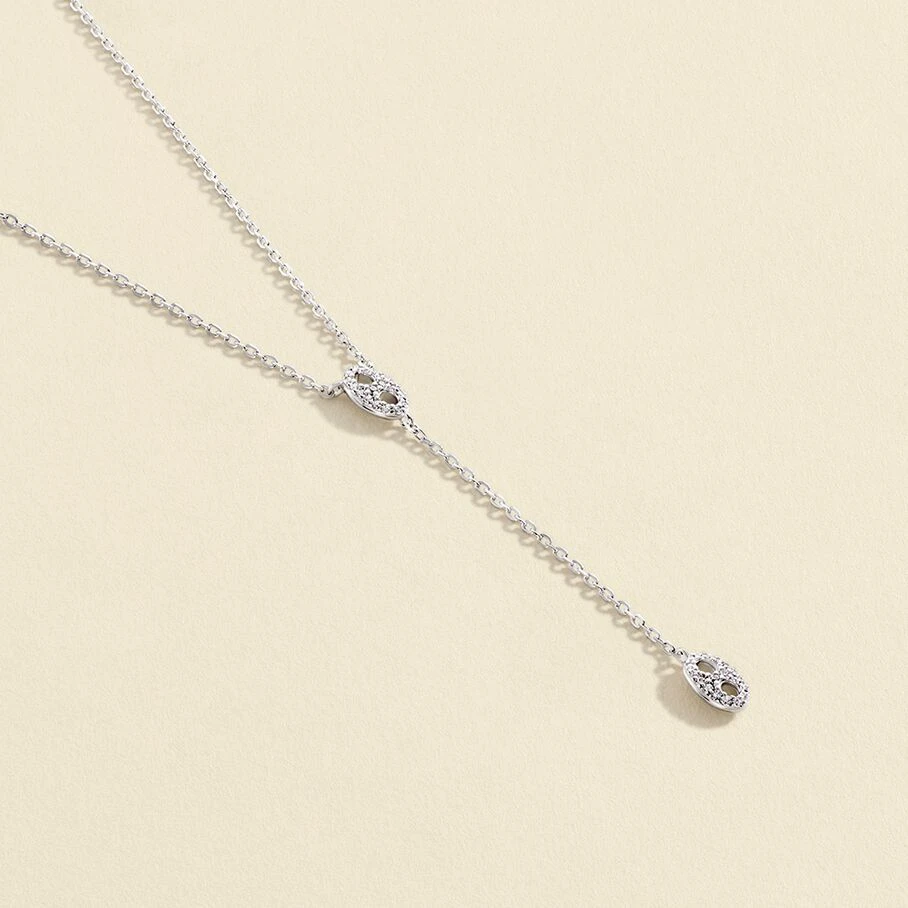 Collier Mi-long ETREINTE - Cristal / Argenté 1 Collier Mi-long ETREINTE - Cristal / Argenté