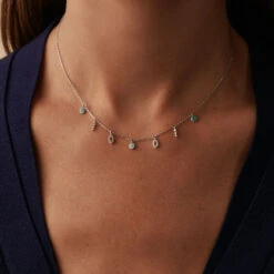 Collier Ras Du Cou LUCKY EYE - Turquoise / Argenté -Éclat Bijoux Soldes 02623702 650 TU M1
