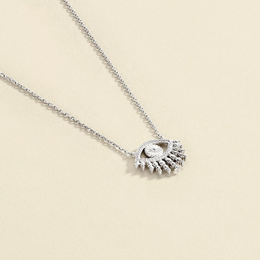 Collier Mi-long LUCKY EYE - Turquoise / Argenté 2 Collier Mi-long LUCKY EYE - Turquoise / Argenté – Image 2