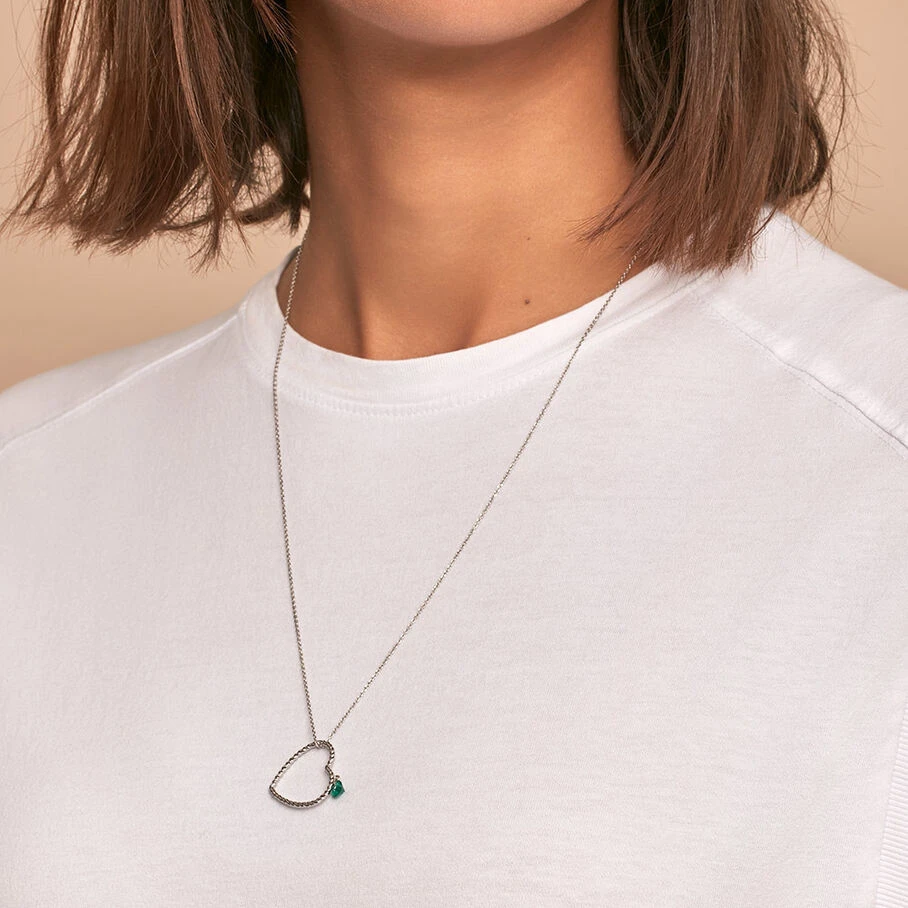 Collier Mi-long BEGUIN - Vert / Argenté 2 Collier Mi-long BEGUIN - Vert / Argenté – Image 2