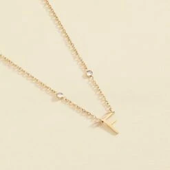 Collier Ras Du Cou LETTRE F - Cristal / Doré