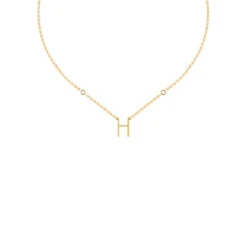 Collier Ras Du Cou LETTRE H - Cristal / Doré
