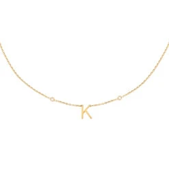 Collier Ras Du Cou LETTRE K - Cristal / Doré