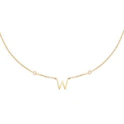 Collier Ras Du Cou LETTRE W - Cristal / Doré