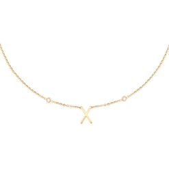 Collier Mi-long LETTRE X - Cristal / Doré