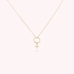 Collier Mi-long FEMME - Cristal / Doré