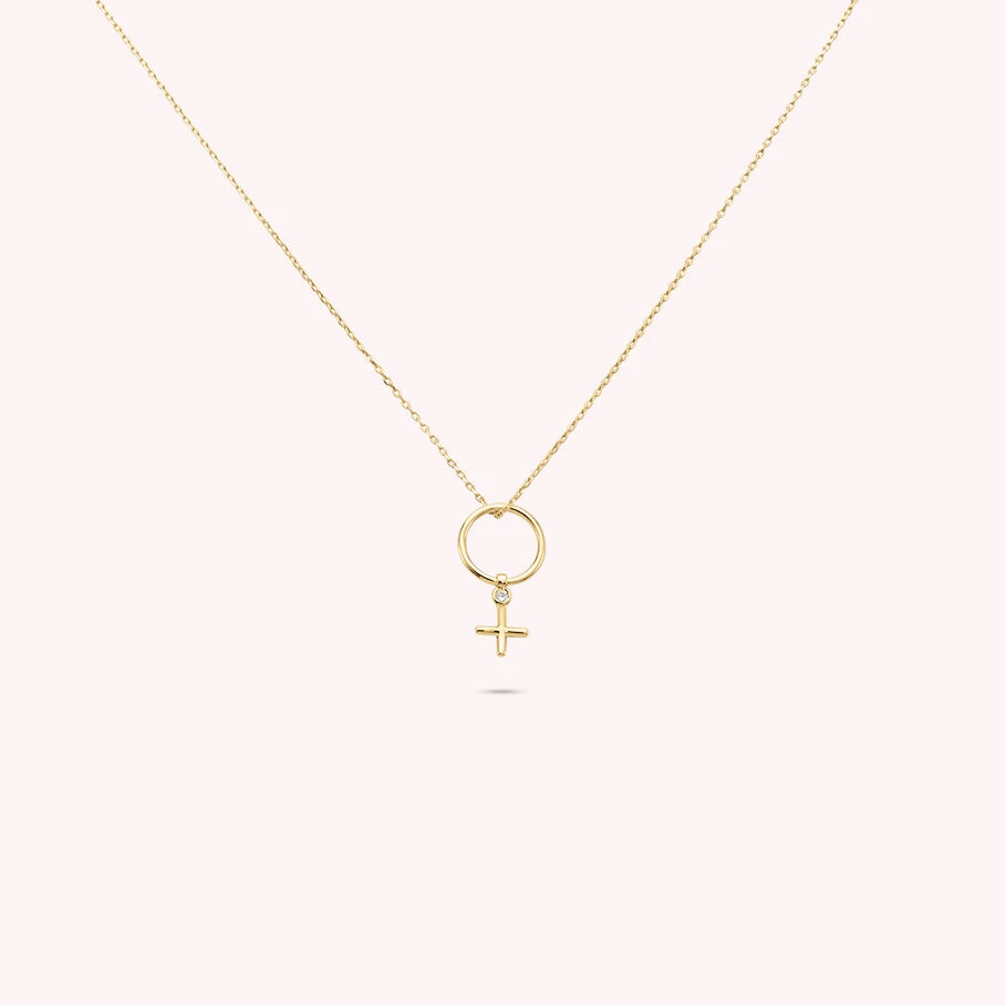 Collier Mi-long FEMME - Cristal / Doré 1 Collier Mi-long FEMME - Cristal / Doré