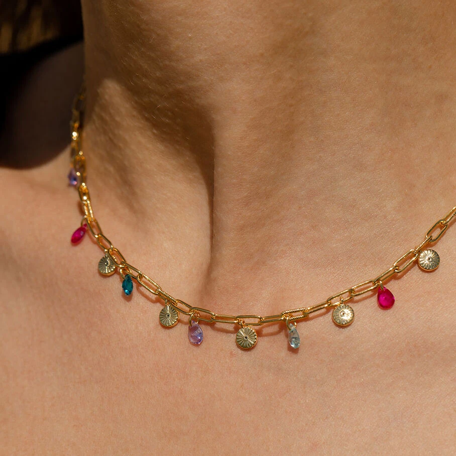 Collier Ras Du Cou CYCLADES - Multicolore / Doré 2 Collier Ras Du Cou CYCLADES - Multicolore / Doré – Image 2