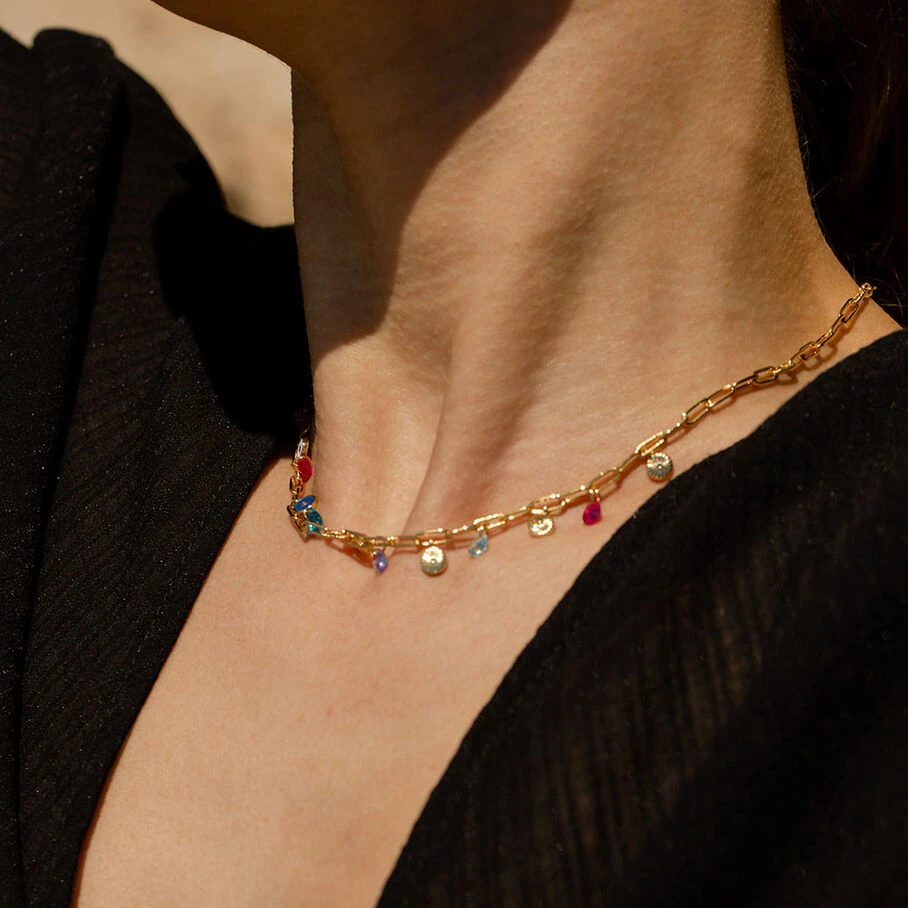 Collier Ras Du Cou CYCLADES - Multicolore / Doré 3 Collier Ras Du Cou CYCLADES - Multicolore / Doré – Image 3