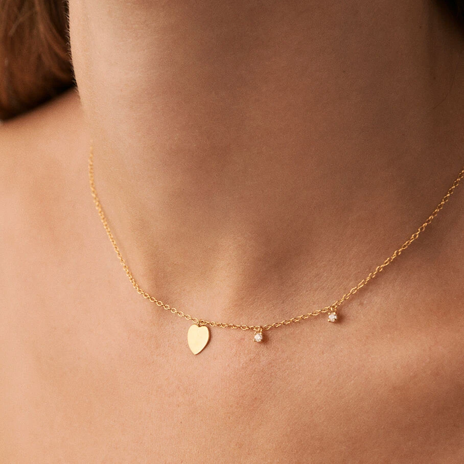 Collier Ras Du Cou CORAZON - Cristal / Doré 2 Collier Ras Du Cou CORAZON - Cristal / Doré – Image 2