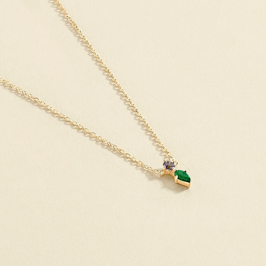 Collier Ras Du Cou ASTRE - Vert / Doré 1 Collier Ras Du Cou ASTRE - Vert / Doré