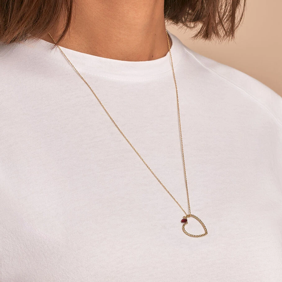 Collier Mi-long BEGUIN - Rouge / Doré 2 Collier Mi-long BEGUIN - Rouge / Doré – Image 2