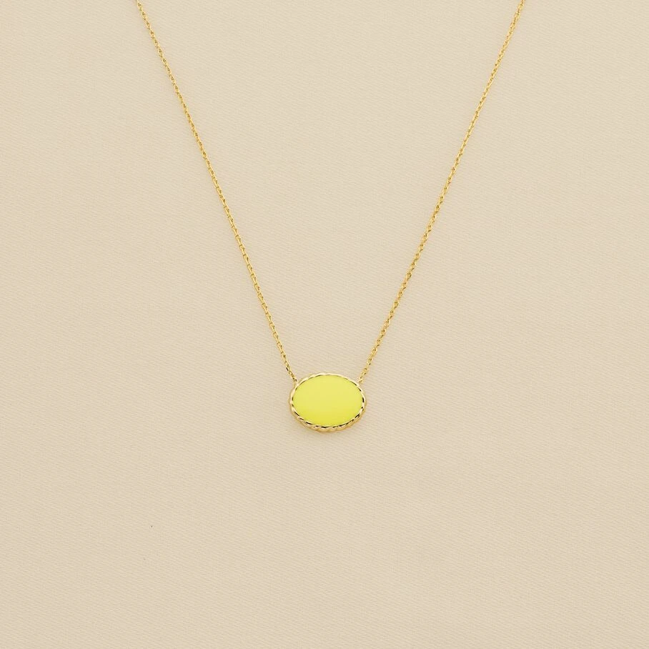 Collier Mi-long ATMA - Amazonite/ Jaune 2 Collier Mi-long ATMA - Amazonite/ Jaune – Image 2